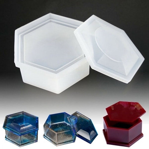 Hexagon Rotating Makeup Box Silicone Mold Tray Fashion Resin Shape Craft Jewelry Hexagon Rotating Makeup Box Silicone Mold Tray Fashion Resin Shape Craft Jewelry